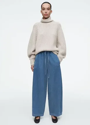 Брюки женские cos barrel-leg denim drawstring trousers / 44