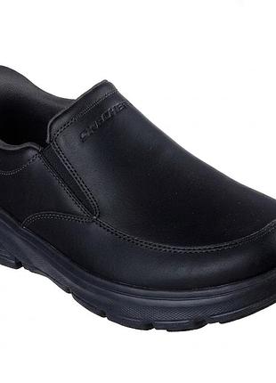Чоловічі шкіряні сліпони skechers/ сліпони чорного кольору