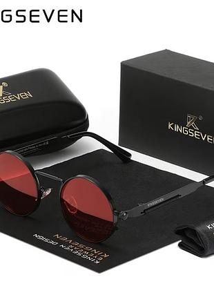 Брендовые винтажные солнцезащитные поляризационные очки круглые kingseven красное стекло, высший уровень защиты uv400