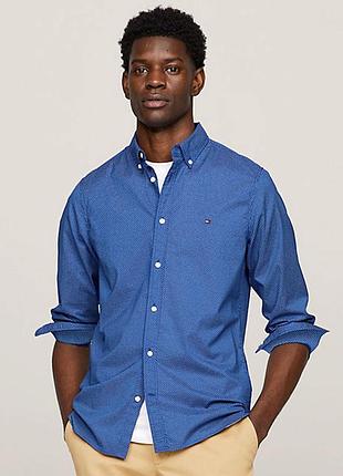 Нова оригінальна сорочка tommy hilfiger th flex micro print slim fit shirt blue