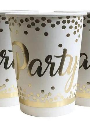 Паперові стаканчики 'party' з золотим конфеті 10шт.