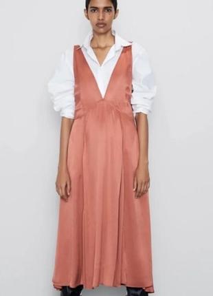 Сатинова сукня міді від бренду zara