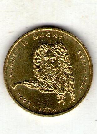 Польша 2 злотых, 2002 август ии сильный (1697-1706; 1709-1733) латунь, 8.15g, ø 27mm no3916
