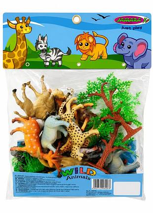 Набор фигурок диких животных jamara kids wild animals с деревьями – игровой комплект для детей, пластиковые животные