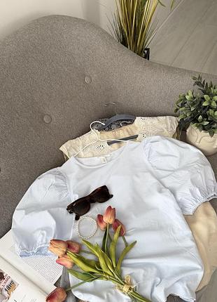 Блакитна футболка з рукавами балонами h&m