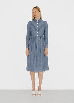 Apc 34 xs хлопковые синее плате рубашка миди