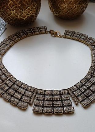 Культовый винтажный колье-воротник j.crew stunning crystal pave geometric collar necelace