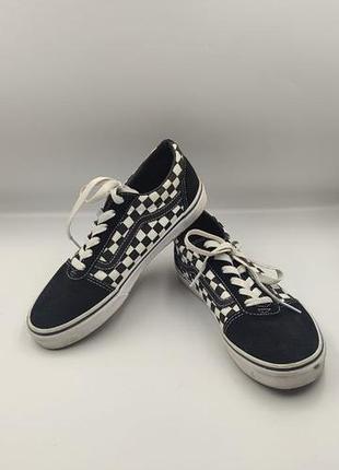 Оригинальные замшевые кеды vans old skool в черно-белую шахматницу, размер 37