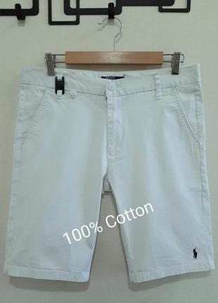 Хлопковые белоснежные мужские шорты polo ralph lauren, р. 44-46 (s/m)