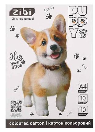 Картон цветной 10 листов catsdogs а4 10 кол. 230г/м2, kids line zb.1950-22 тм zibi