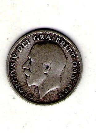Большая британия король георг v 6 пенсов, 1920 год серебро 0.925, 2.83g, ø 19mm no3751