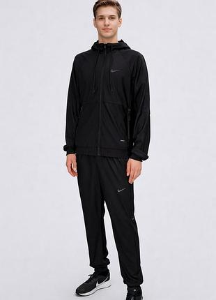 Чоловічий спортивний костюм nike dri-fit весна літо,тепоа осінь ,чорний з капюшоном туреччина