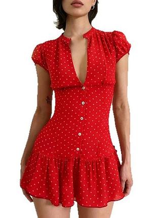 Оригинальное мини платье в горох из вискозы из новой коллекции zara new original.