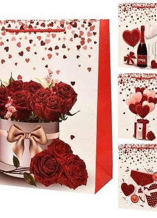 Пакет подарочный m love you 26*32*12см бумажный r94967 тм stenson