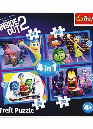Пазли trefl disney pixar «думками навиворіт 2» (inside out 2) 4 в 1, 35/48/54/70 елементів, для дітей від 4 років