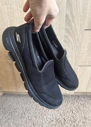 Мокасини skechers, легкі кросівки, сліпони, текстильні туфлі