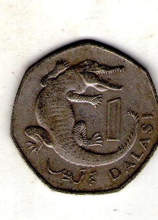 Гамбия 1 даласи, 1987 медно-никелевый сплав, 12.2g, ø 30.8mm no3920