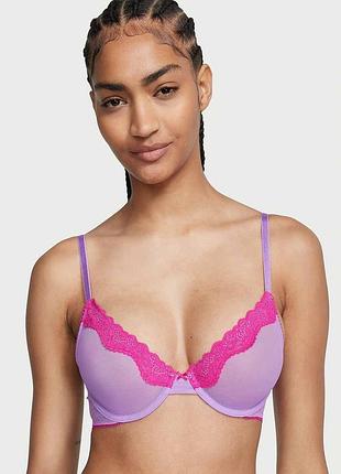 Сетчатый бюстгальтер с кружевной отделкой victoria's secret