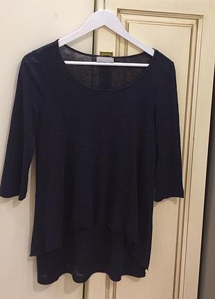 Новая.футболка из льна премиум бренда maria bellantani my runway lienen t-shirt navy оригинал