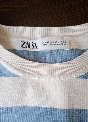 Кроп-топ zara в голубую полоску летний топ без рукавов полоска