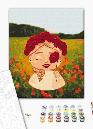 Картина за номерами "маковий віночок ©лілі демачкович" bs53284l 48×60 см