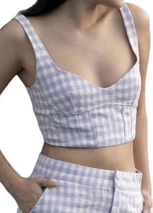 Твідовий короткий топ у корсетному стилі zara s