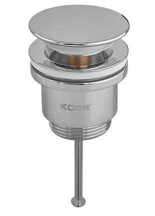 Донный клапан для раковины koer pw-11-01 1 1/4'' универсальный (с/без перел) сlick-сlack (колир хром) (kr5790)