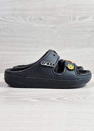 Черные шлепанцы с мехом crocs cozzzy fuzz-lined оригинал, размер 41 (крокс)