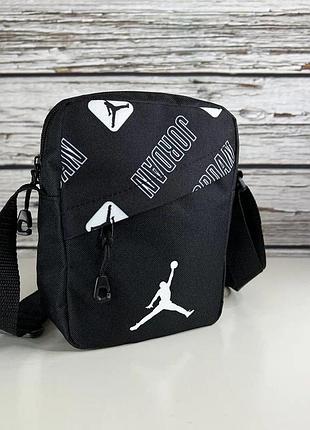 Барсетка чорна спорт jordan, сумка через плече маленька джордан 5