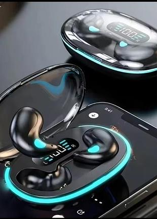 Беспроводные bluetooth наушники скрытые x55 черные с зарядным отсеком