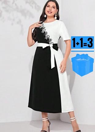 Цупка міді сукня з поясом з квіточками shein 4xl батал