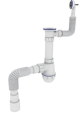 Сифон для кухні zerix sk-04-в 1 1/2"x40 з різьбовим випуском та круглим переливом (zx5085)