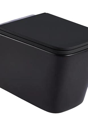 Унітаз підвісний mixxus premium quadro-0302-r black 530x360x365mm, система змиву rimless (mp6455)