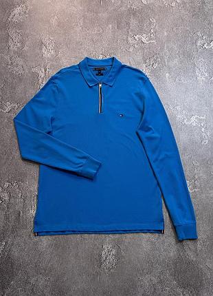 Лонгслів поло tommy hilfiger slim fit розмір l/xl оригінал блакитна чоловіча