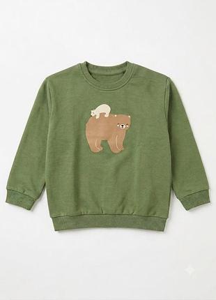 Свитшот двунитка для мальчика lupilu ecoprint 467335 086-92 см (12-24 months) хаки