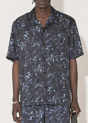 Оригінальна чоловіча літня сорочка на короткому рукаві han kjobenhavn chrome tribal printed summer shirt short sleeve рубашка мужская короткий рукав