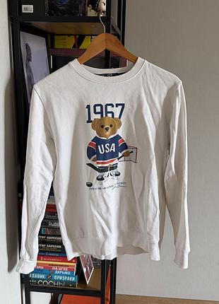 Світшот ralph lauren polo bear 1967 usa білий котон розмір m