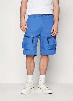Оригінальні чоловічі карго шорти g-star raw denim cargo loose denim shorts blue мужские шорты джинсовые с карманами