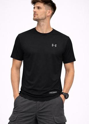 Футболка under armour чоловіча чорна туреччина базова стрейч літня