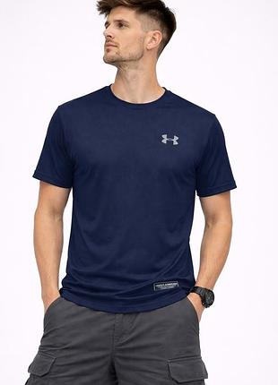 Футболка under armour чоловіча темно-синя туреччина базова стрейч літня