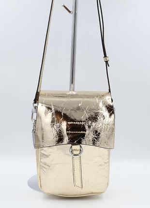 Сумка женская кожаная leather hw-9813 gold