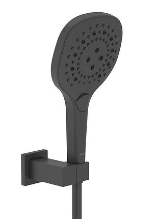 Bilovec душовий гарнітур (лійка, тримач, шланг pvc), чорний матовий