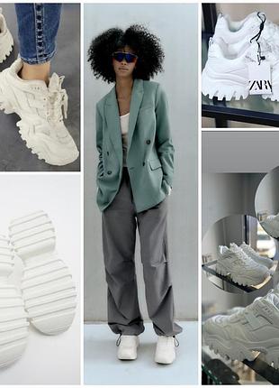 Новые трендовые белоснежные кроссовки zara. комфорт, вид и качество - топ!