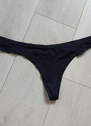 Черные трусики базовые стринги ажурные бикини кружные танга george xxl 2xl 16 44 52