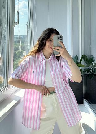 Літня рожева бавовняна сорочка в смужку з чоловічого плеча ralph lauren 1+1=3