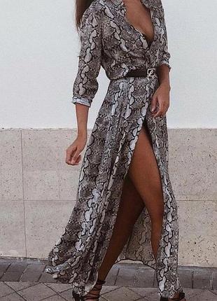 Легкое летнее платье - халат, длинное платье zara /4