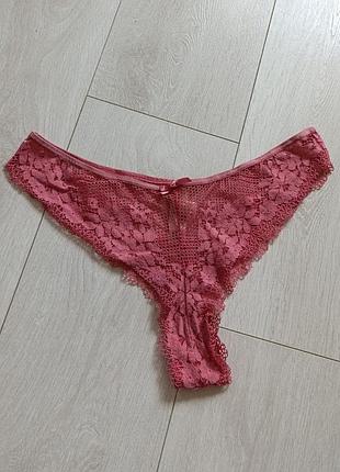 Розовые ажурные трусики кружевные стринги кружные танга hunkemoller l л 12 40 48
