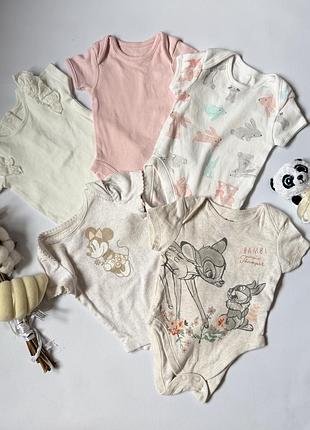 🌸 комплект боді для дівчинки 0–3 міс. george, matalan, disney (5 шт.)