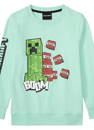 Свитшот с начесом для мальчика disney minecraft 425260 134-140 см (8-10 years) бирюзовый