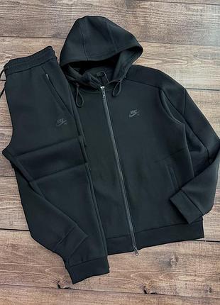Чоловічий спортивний костюм комплект nike air на манжетах чорний преміум якість